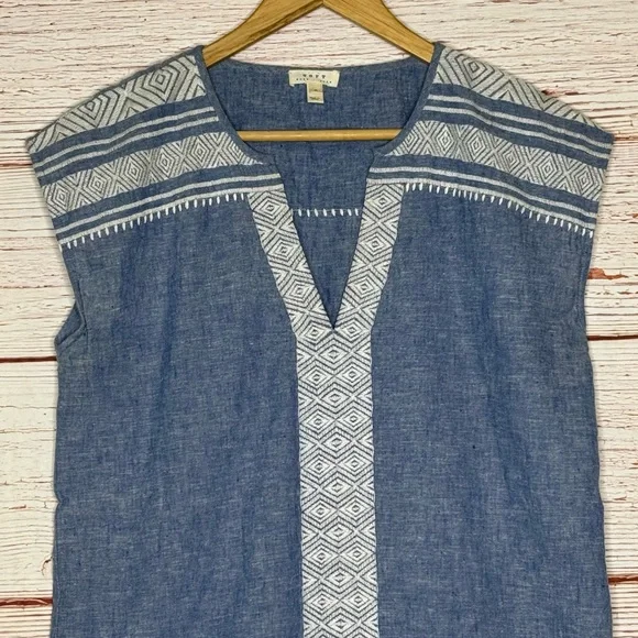 Soft Joie Natali Shift Dress in Chambray/Porcelain Sz S - Picture 6 of 11